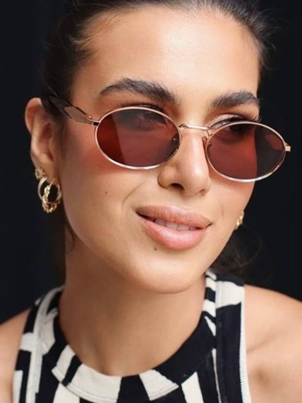 Prada PR65ZS ZVN20I Sunglasses Pale Gold Oval Frame, Light Purple Brown Lenses - Picture 1 of 12